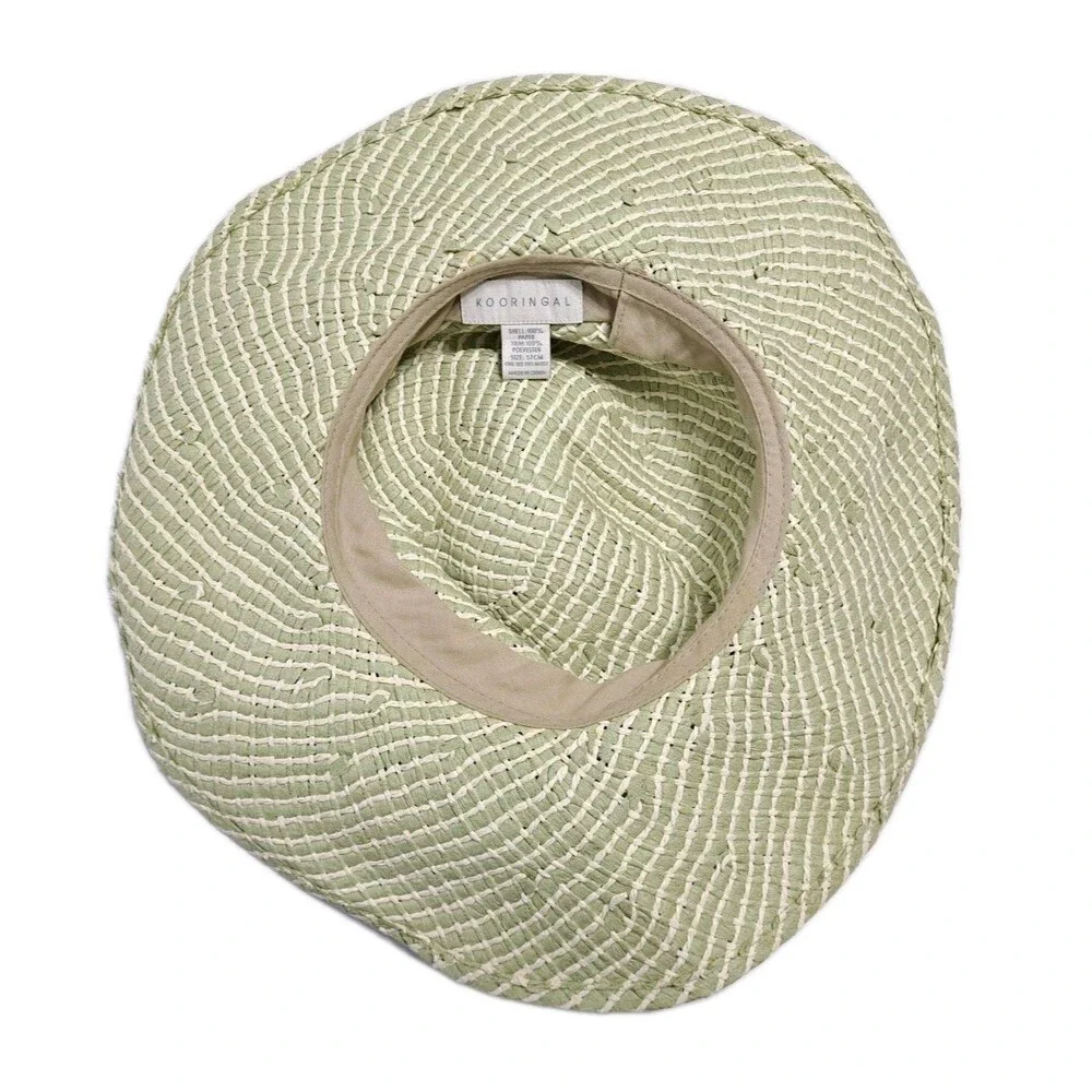 KOORINGAL Raffia Womens Green Woven Straw Paper Floppy Sun Hat Wide Brim